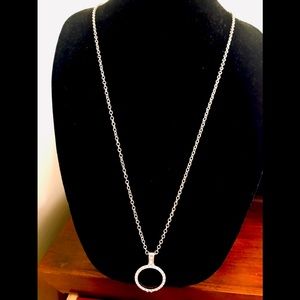 Silver Circle with Stone Accents 18” Link Chain